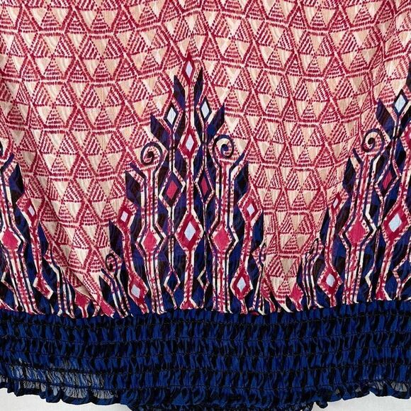 Lucky Brand Western Print V-neck Long Sleeve Blouse XS - Picture 4 of 9